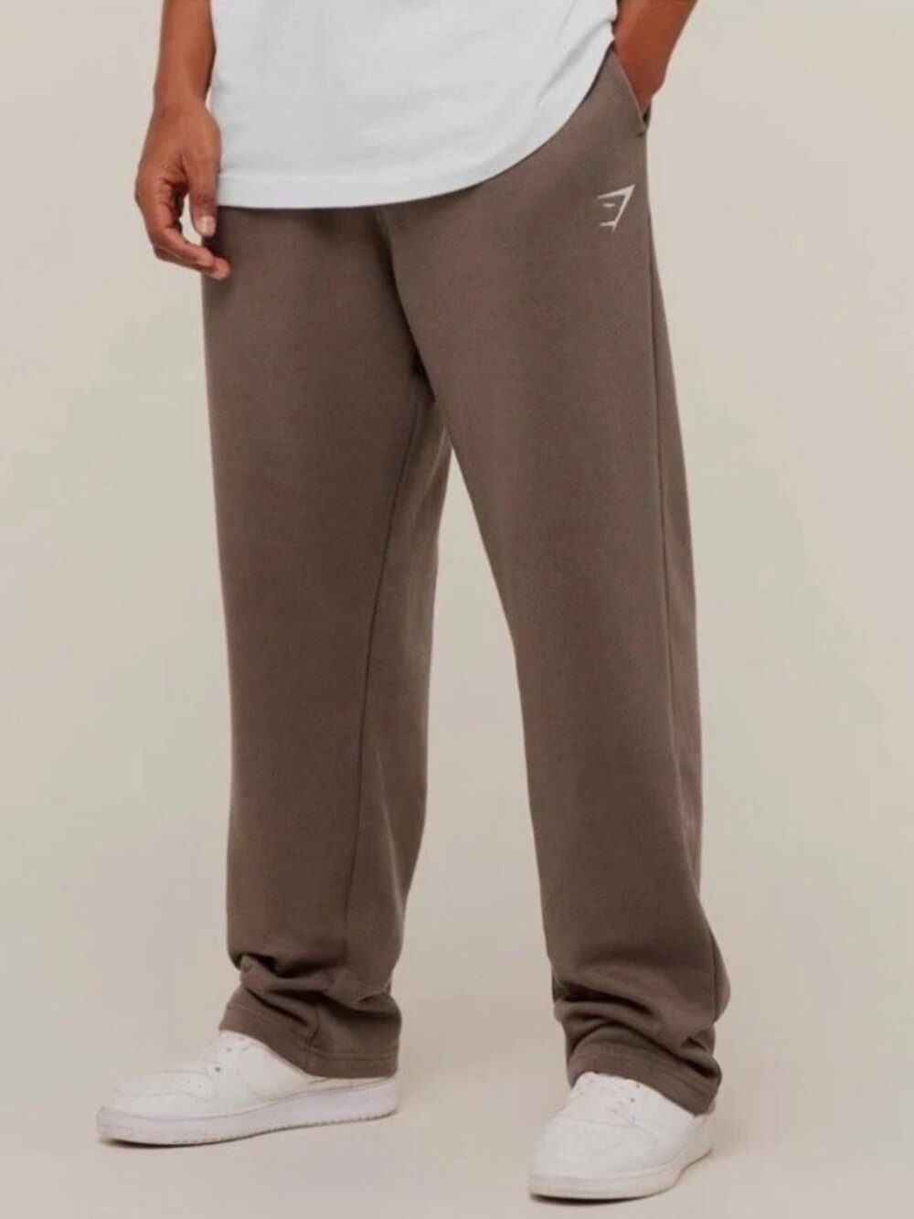 GYMSHARK Crest Straight Leg Joggers in Brown - Size XS